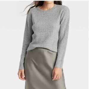 A New Day Women's Crewneck Cable-knit Pullover Sweater Gray Size XL